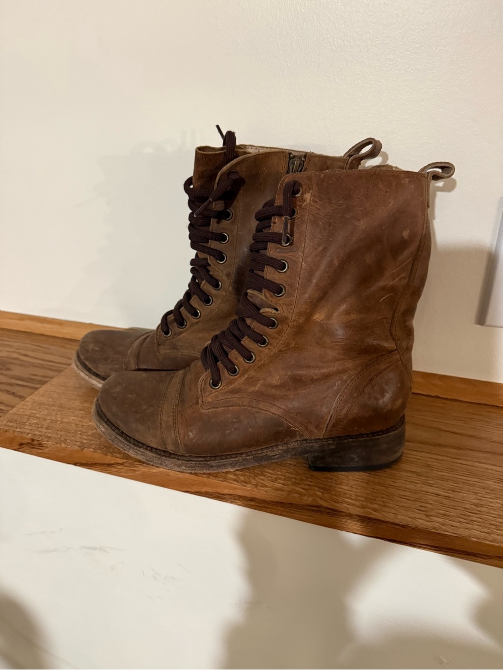 Freebird by Steven Brown Leather Lace-Up Combat Boots
